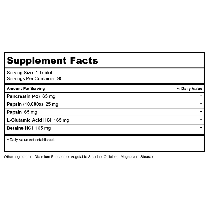 Progena Peptogest 90 Count - Supplement Facts panel