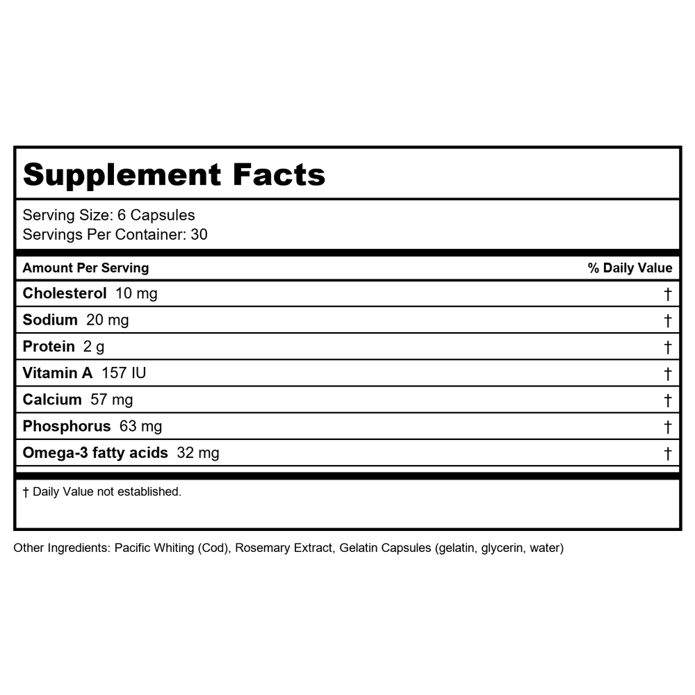 Proper Nutrition - Seacure Hydrolyzed White Fish 500 mg. - 180 Capsules - Supplement Facts panel
