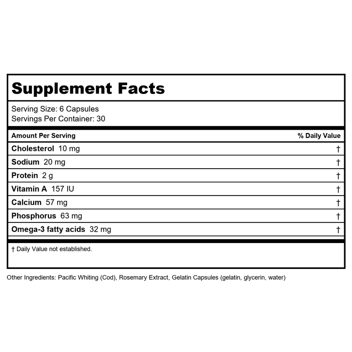 Proper Nutrition - Seacure Hydrolyzed White Fish 500 mg. - 180 Capsules - Supplement Facts panel