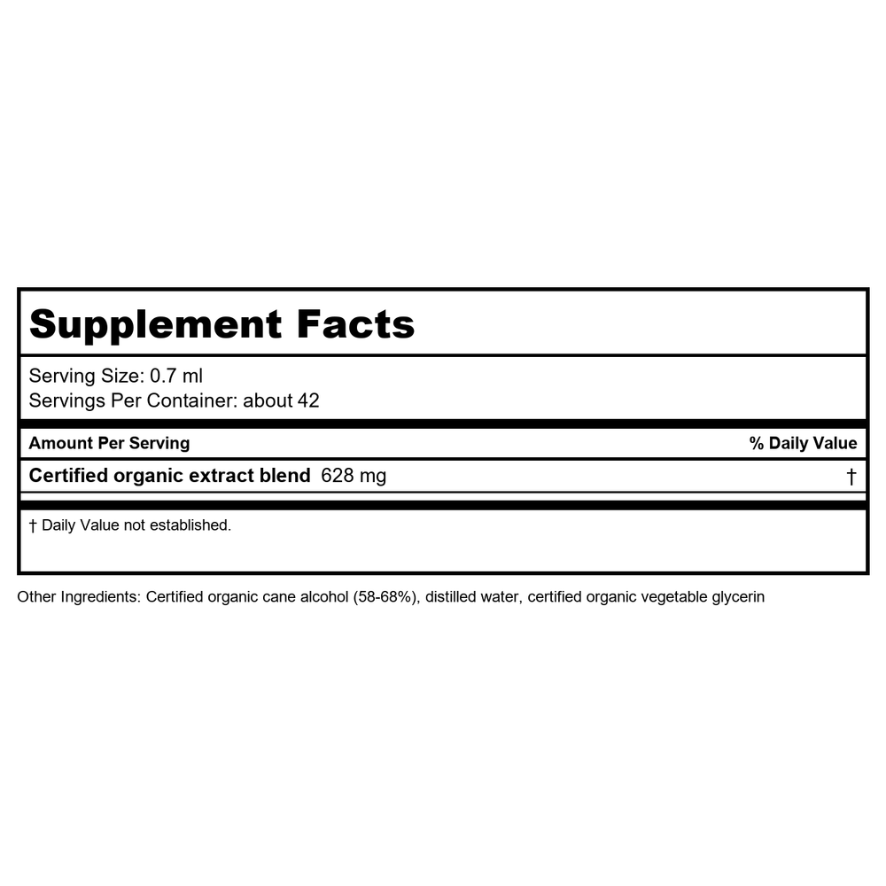 Herb Pharm PMS Comfort 1oz - Supplement Facts panel