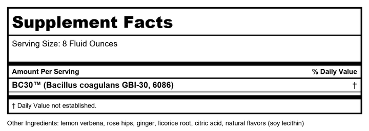 Bigelow Tea - Herb Plus Probiotics Lemon Ginger - 18 Tea Bags - Supplement Facts panel