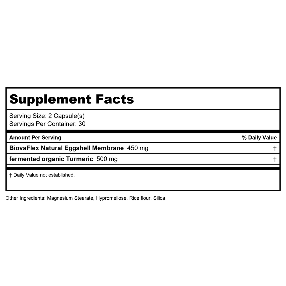 Genuine Health - Fast Joint+ Care with Fermented Turmeric - 60 Vegetarian Capsules - Supplement Facts panel