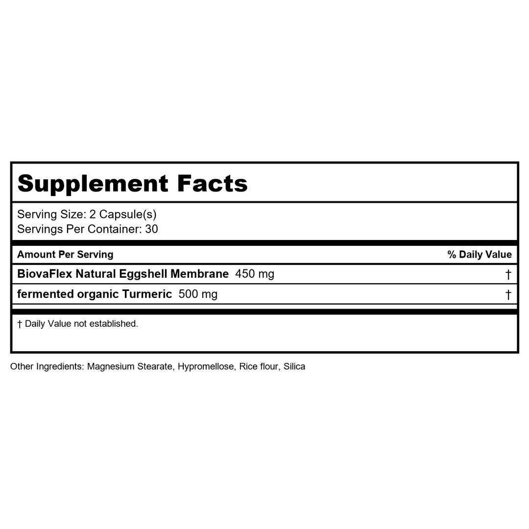 Genuine Health - Fast Joint+ Care with Fermented Turmeric - 60 Vegetarian Capsules - Supplement Facts panel