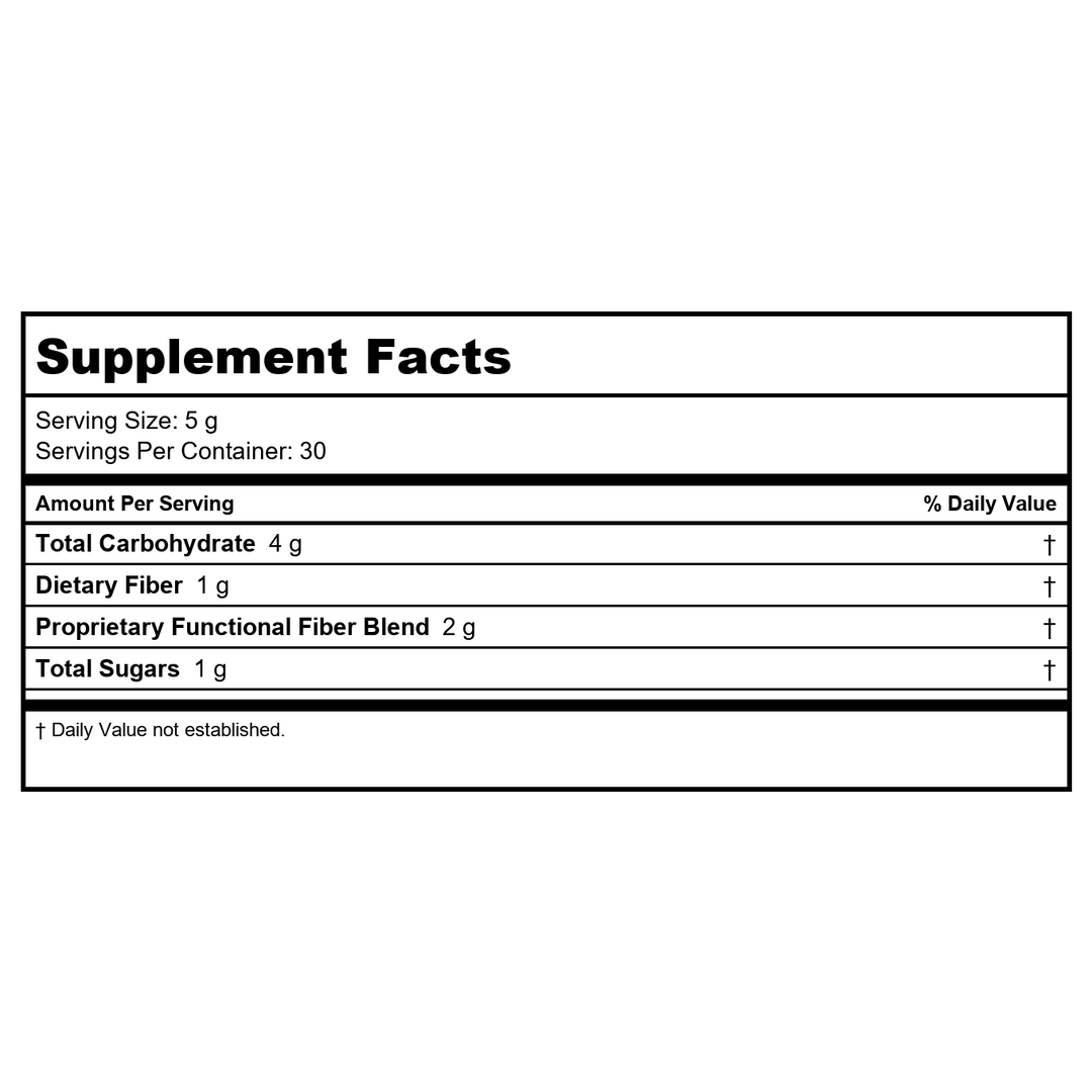 JustThrive - Precision PREbiotic Powder Tropical Flavor - 150 Grams - Supplement Facts panel