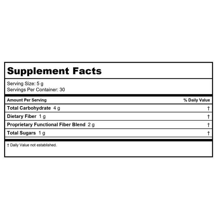 JustThrive - Precision PREbiotic Powder Tropical Flavor - 150 Grams - Supplement Facts panel
