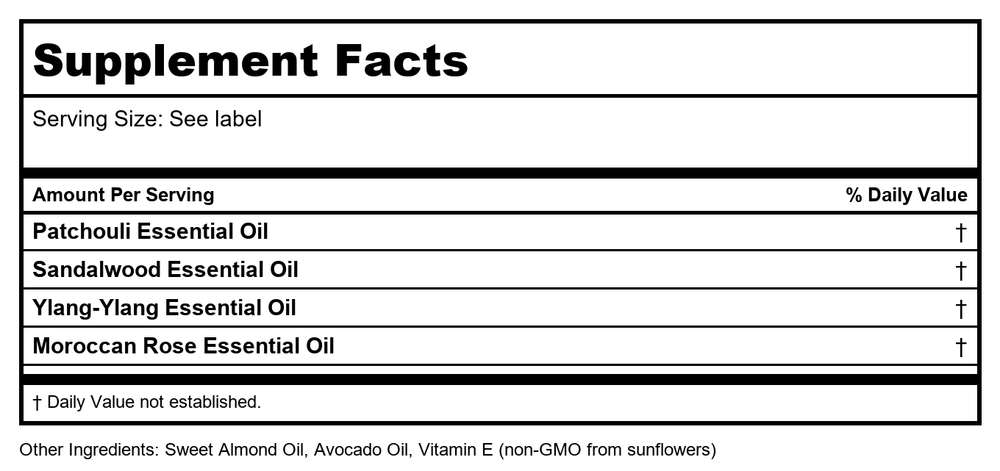 Kate's Magik - Aphrodisian Fire Massage + Body Oil Love + Passion - 4 fl. oz. - Supplement Facts panel