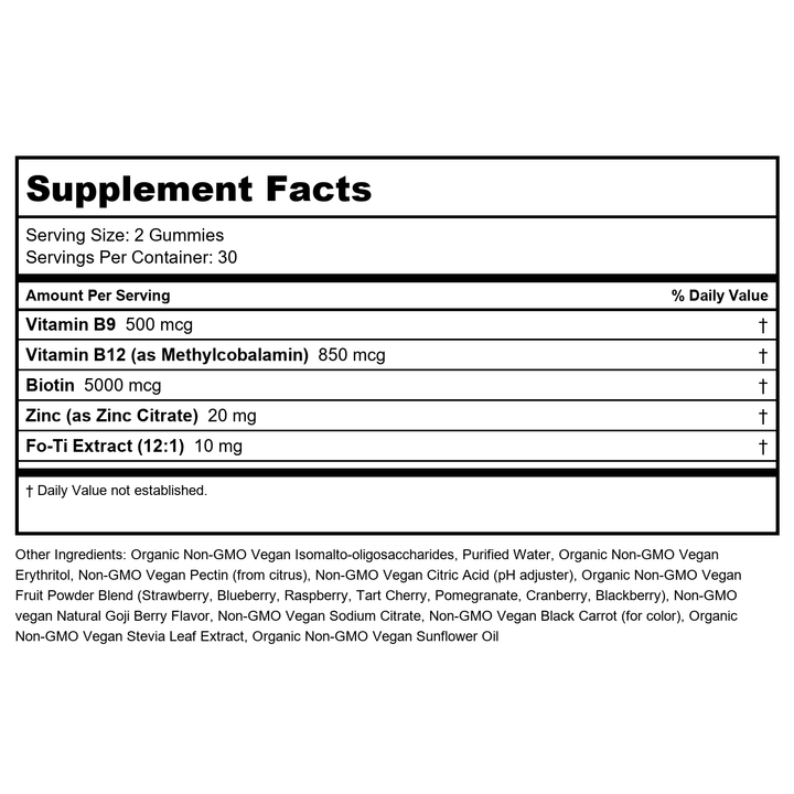 MaryRuth Organics - Biotin Gummies - 60 Gummies - Supplement Facts panel