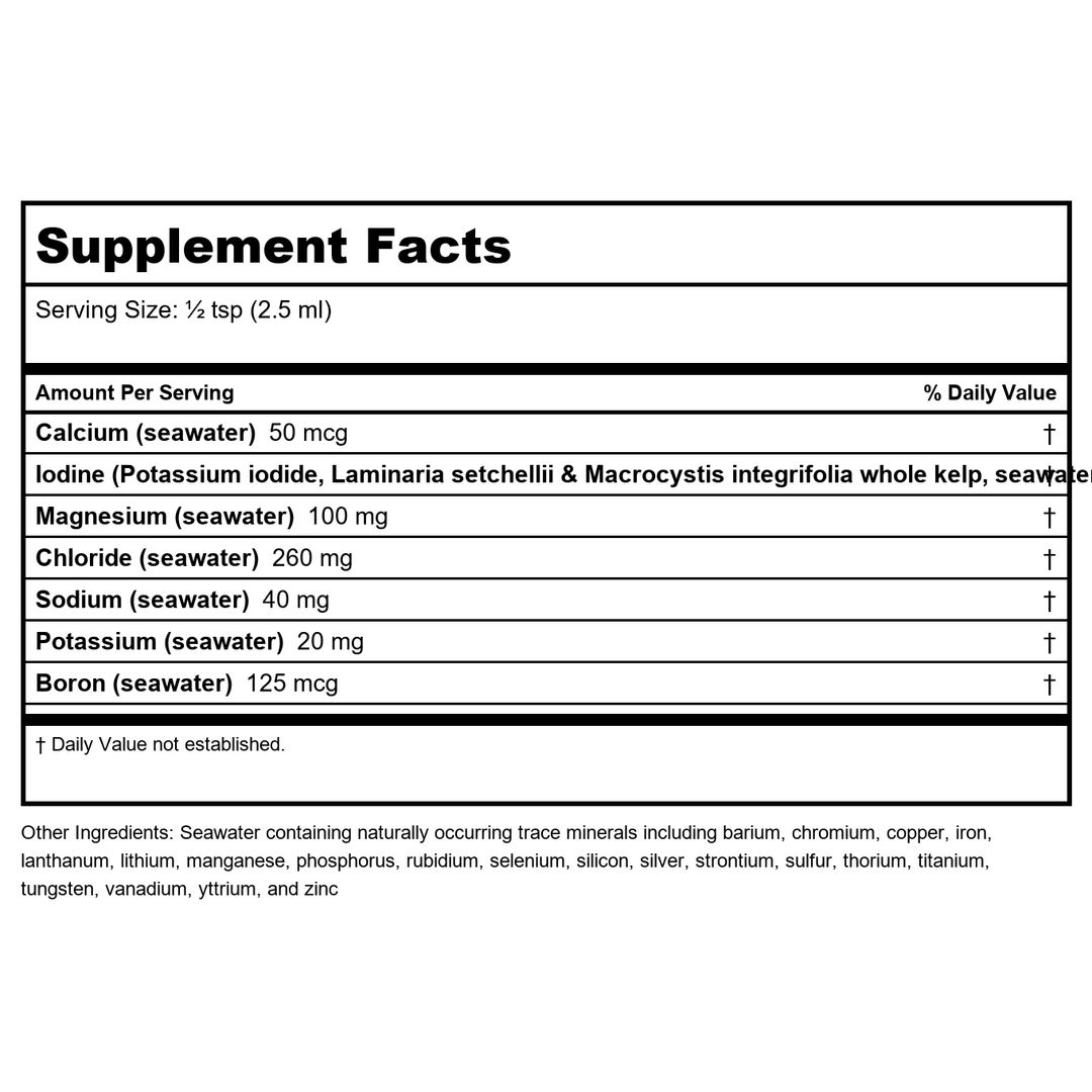 Natural Factors - Whole Earth &amp; Sea Deep Ocean Minerals Liquid - 3.38 fl. oz. - Supplement Facts panel
