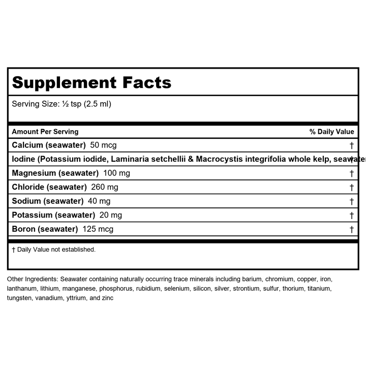 Natural Factors - Whole Earth &amp; Sea Deep Ocean Minerals Liquid - 3.38 fl. oz. - Supplement Facts panel