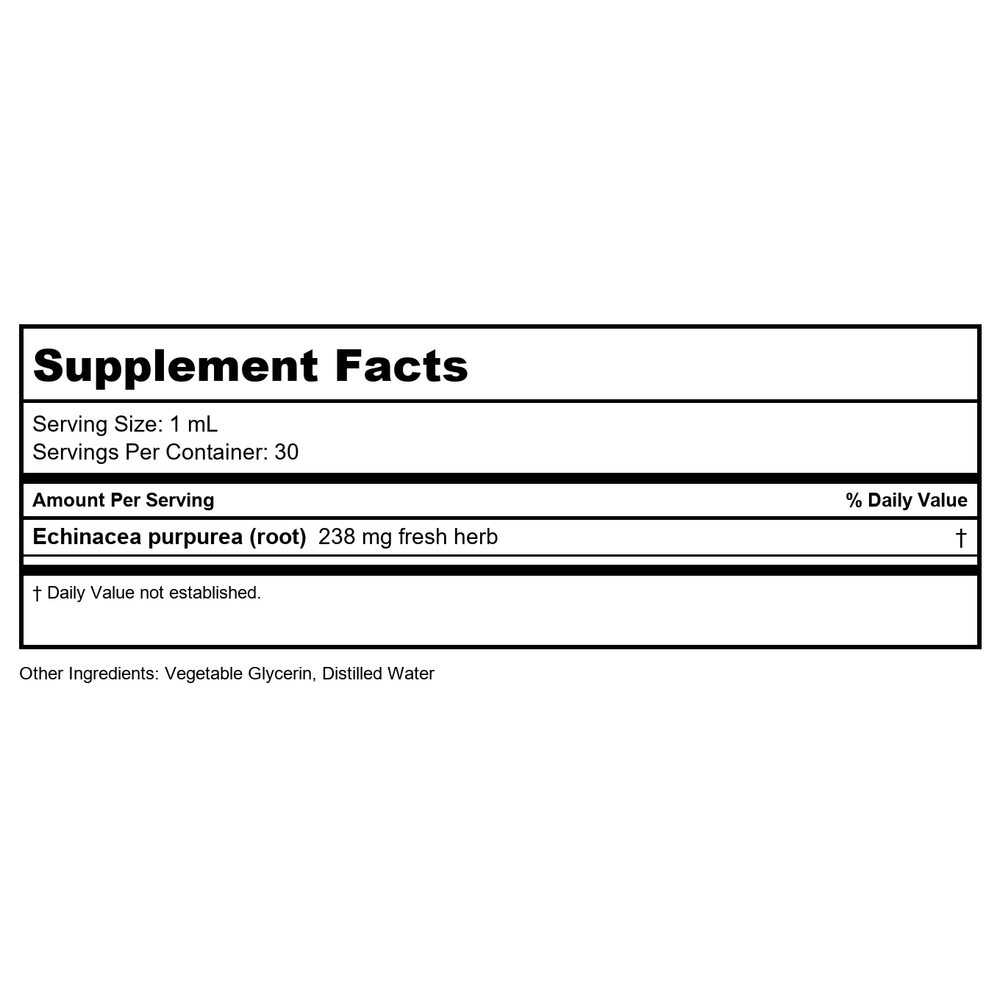 Herb Pharm Golden Echinacea Alcohol Free 1oz - Supplement Facts panel