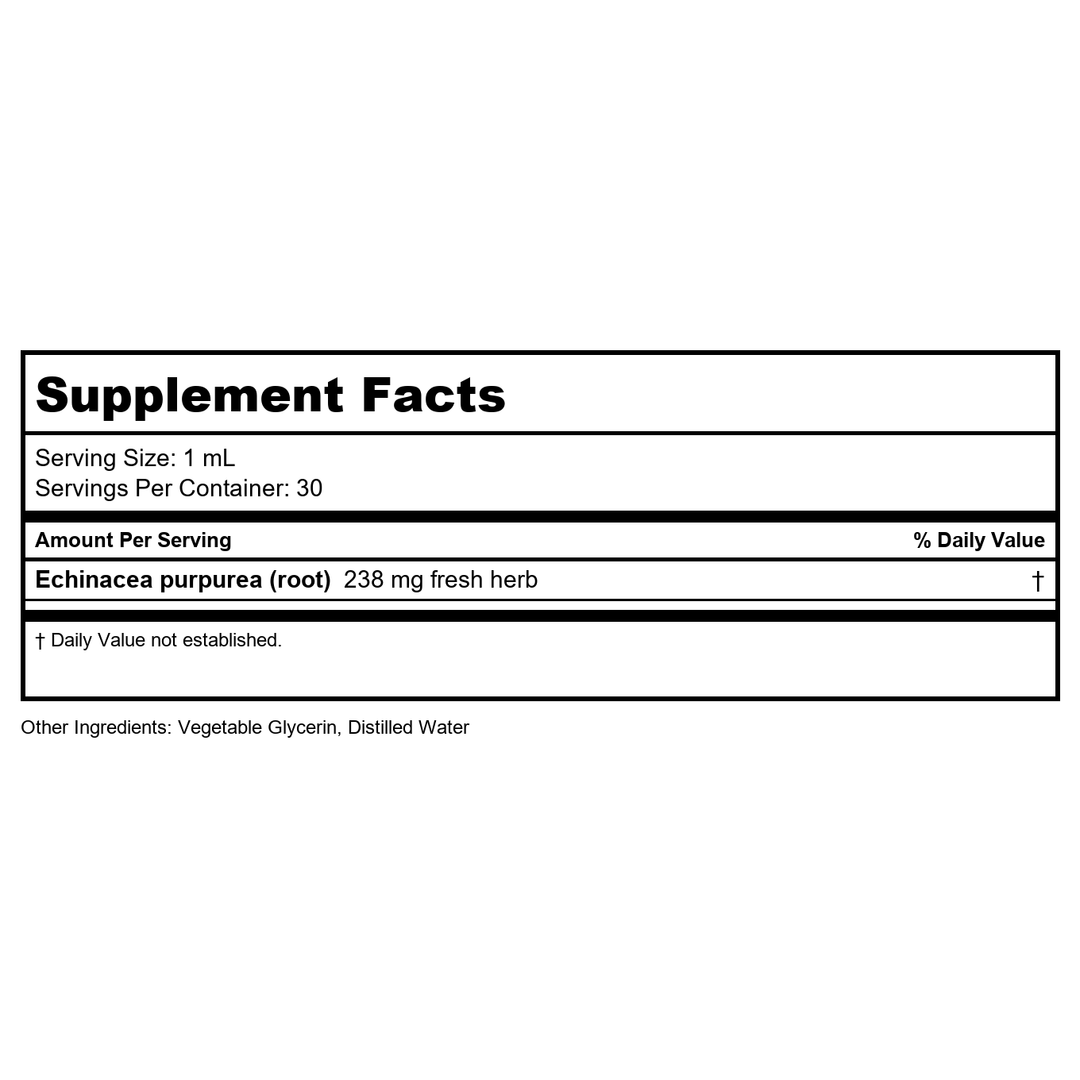 Herb Pharm Golden Echinacea Alcohol Free 1oz - Supplement Facts panel