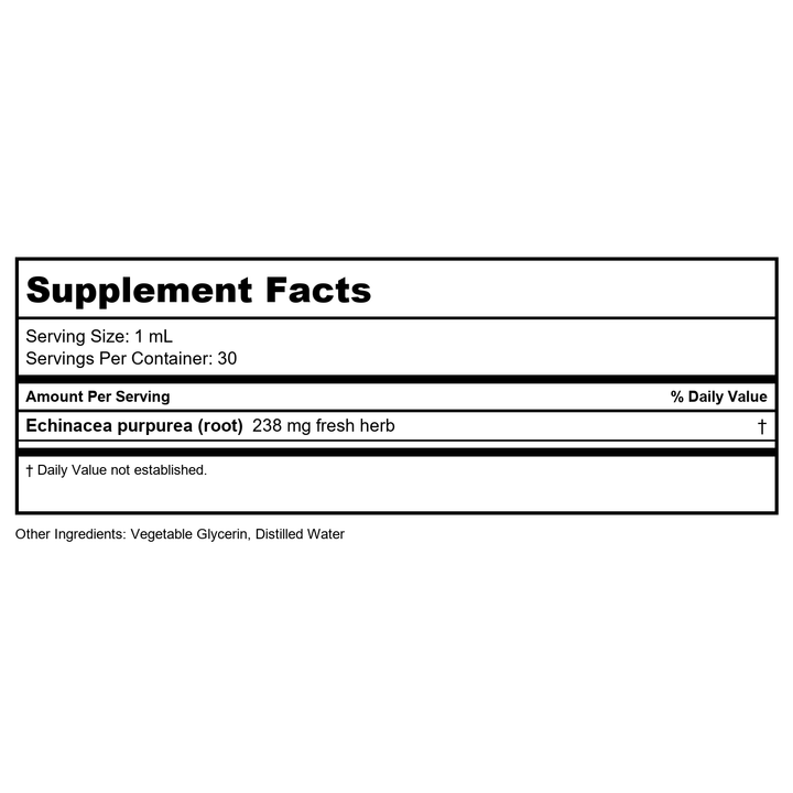 Herb Pharm Golden Echinacea Alcohol Free 1oz - Supplement Facts panel