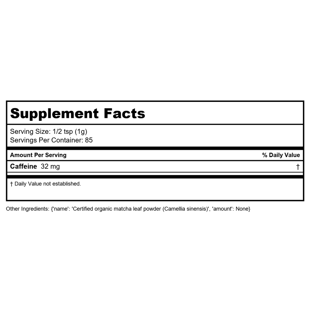 Navitas Organics - Organic Matcha Powder - 3 oz. - 6 Pack - Supplement Facts panel