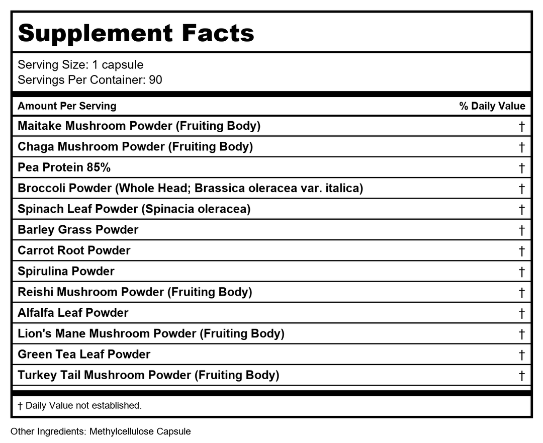 Codeage - Amen Veggies Super Greens Complex Formula - 90 Vegetable Capsule(s) - Supplement Facts panel