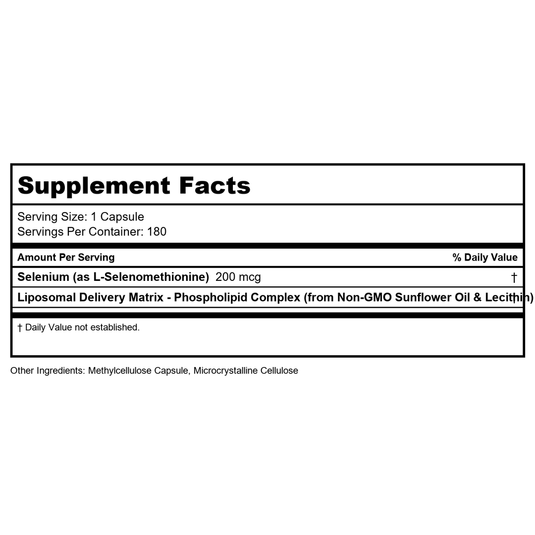 Codeage - Liposomal Selenium - 180 Capsules - Supplement Facts panel