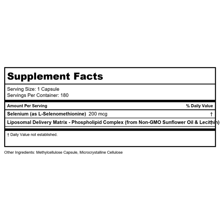 Codeage - Liposomal Selenium - 180 Capsules - Supplement Facts panel
