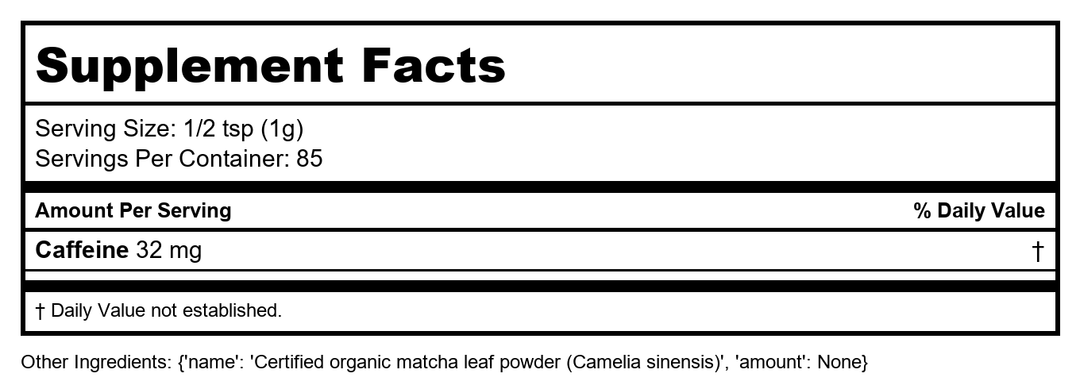 Navitas Organics - Organic Matcha Powder - 3 oz. - 3 Pack - Supplement Facts panel