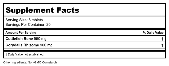Kan Herb Traditionals Wei Te Ling 1oz - Supplement Facts panel