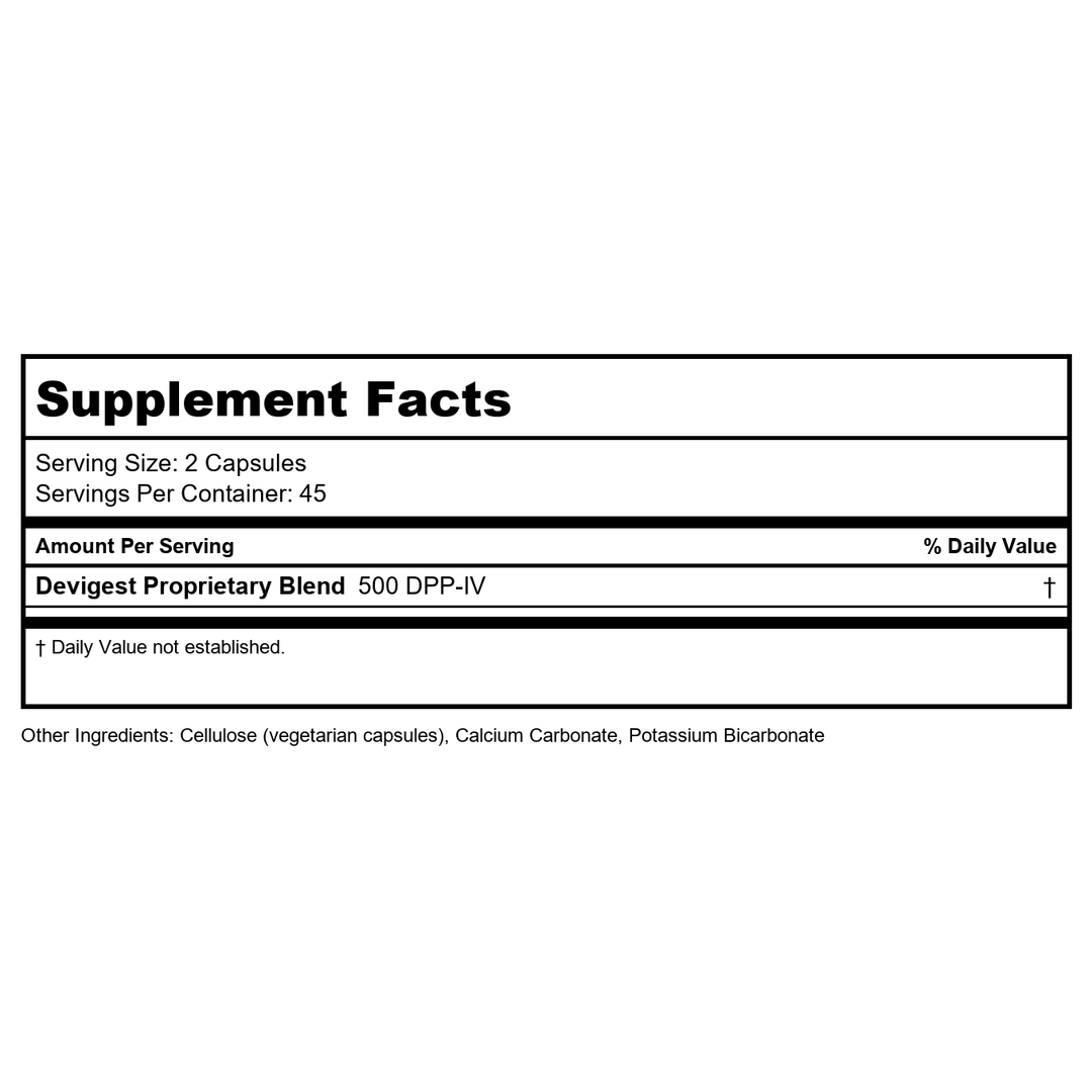 Arthur Andrew Devigest ADS 90 Capsules - Supplement Facts panel