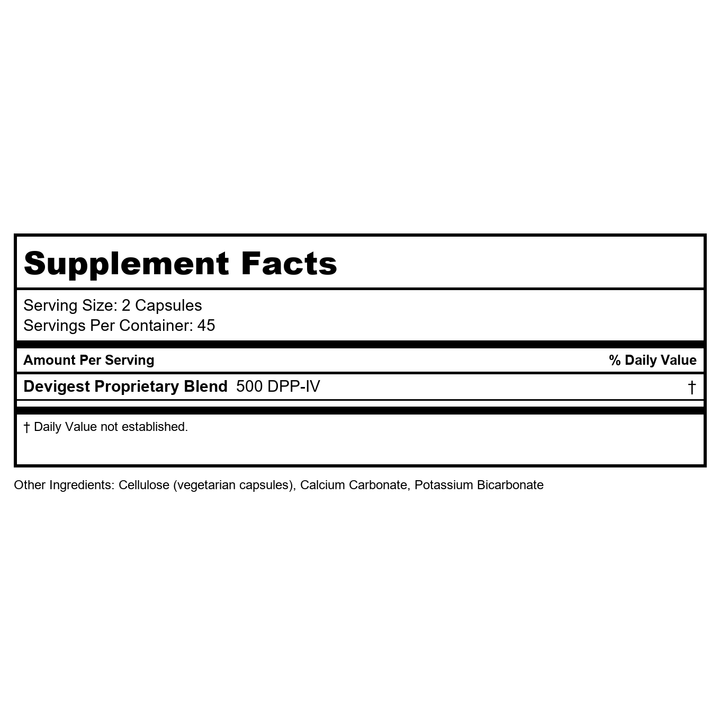 Arthur Andrew Devigest ADS 90 Capsules - Supplement Facts panel