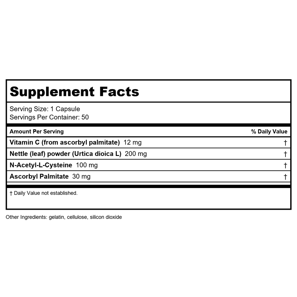 Ecological Formulas Pollenase 50 Capsules - Supplement Facts panel