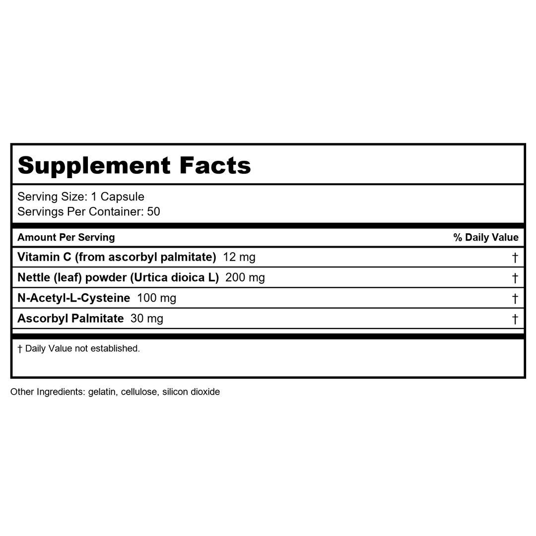 Ecological Formulas Pollenase 50 Capsules - Supplement Facts panel