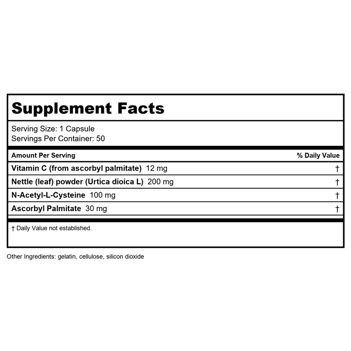 Ecological Formulas Pollenase 50 Capsules - Supplement Facts panel