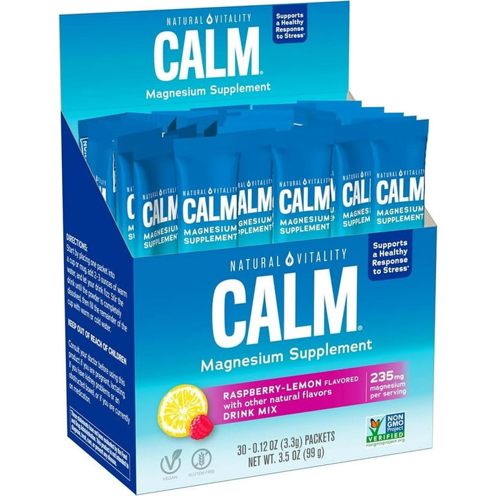 Natural Vitality Calm Raspberry Lemon Drink Mix 30 Packets - Supplement Facts panel