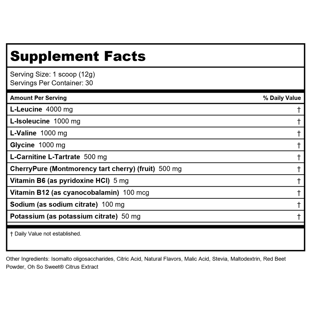NF Sports - Natural Amino Post-Workout Recovery Drink Fruit Punch - 12.7 oz. - Supplement Facts panel