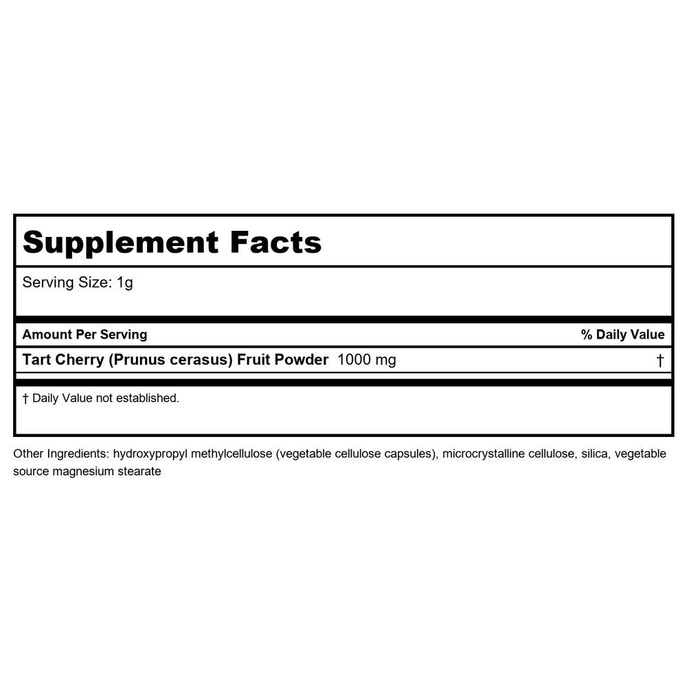 Euromedica Tart Cherry 120 Capsules - Supplement Facts panel