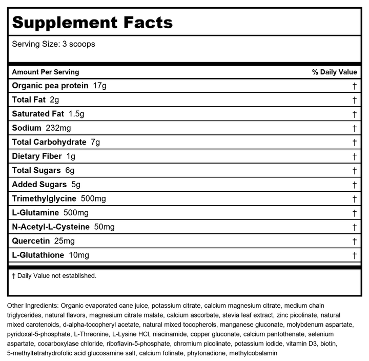 Biotics Research NutriClear Plus 1 Kit Pea Protein - Supplement Facts panel