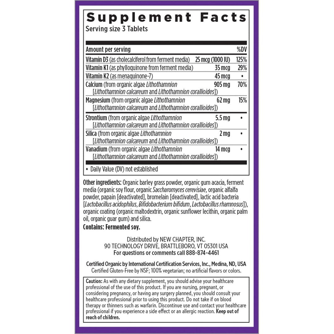 New Chapter Bone Strength Take Care 90 Slim Tablets - Supplement Facts panel