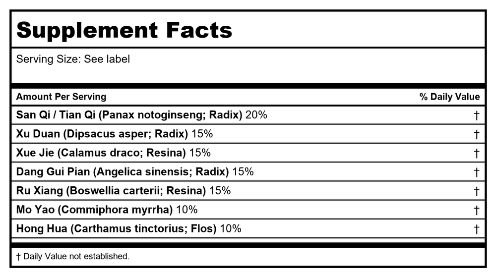 Nuherb Jade Dragon Joint Invigorator 200 Teapills - Supplement Facts panel