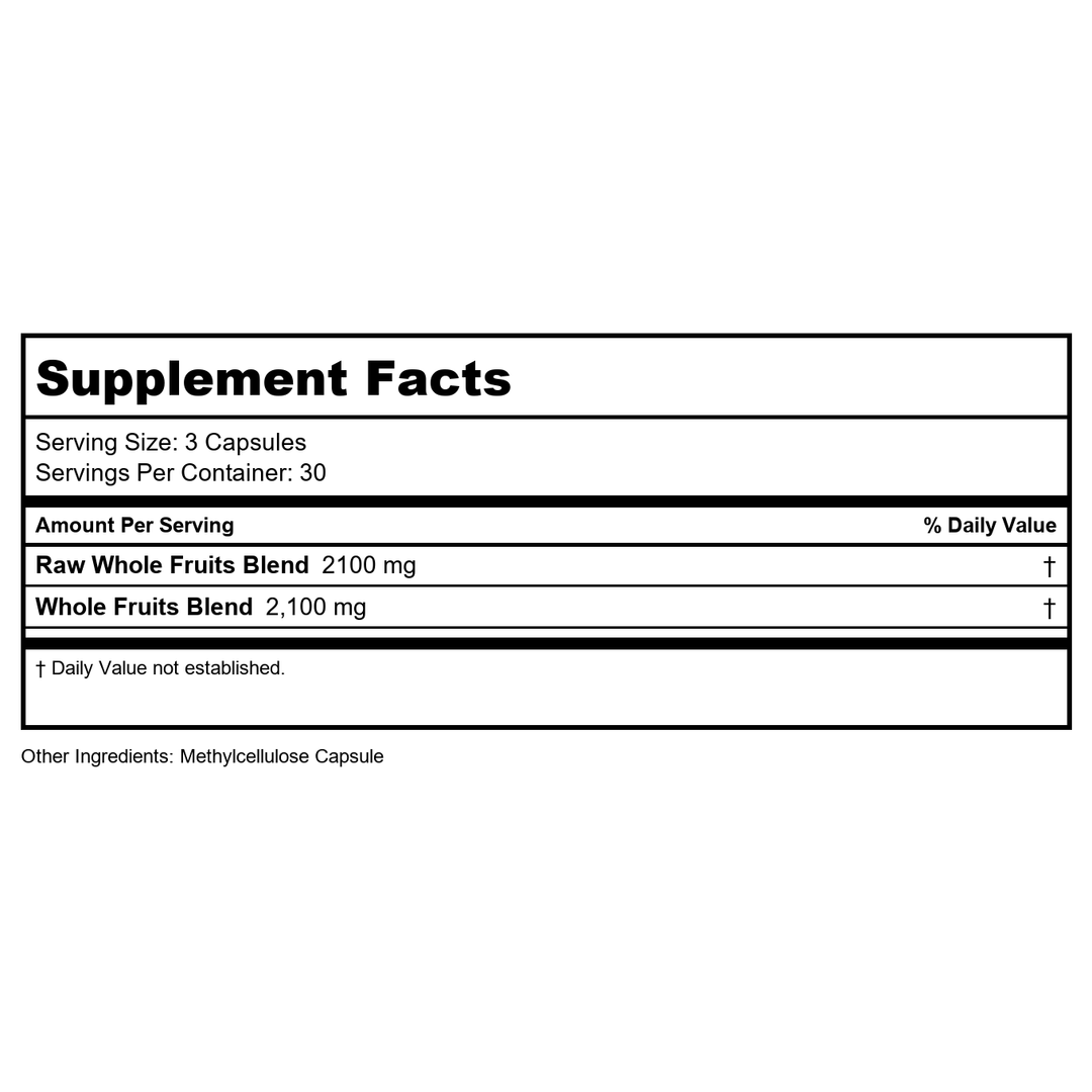 Codeage - Amen Super Fruits Complex Formula - 90 Vegetable Capsule(s) - Supplement Facts panel