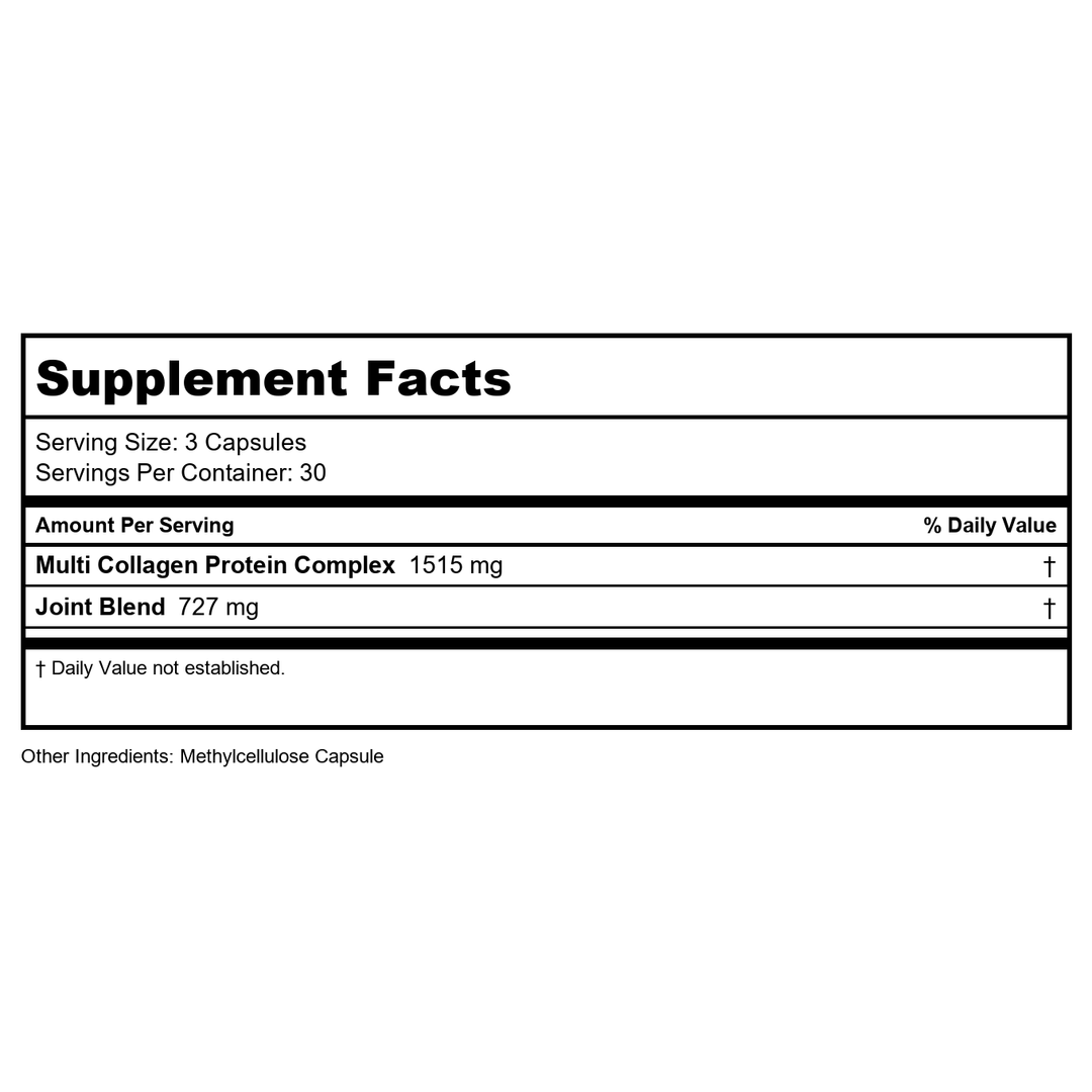 Codeage - Multi Collagen Protein + Joint Blend, Astaxanthin, Bromelain, Boswellia - 90 Capsules - Supplement Facts panel