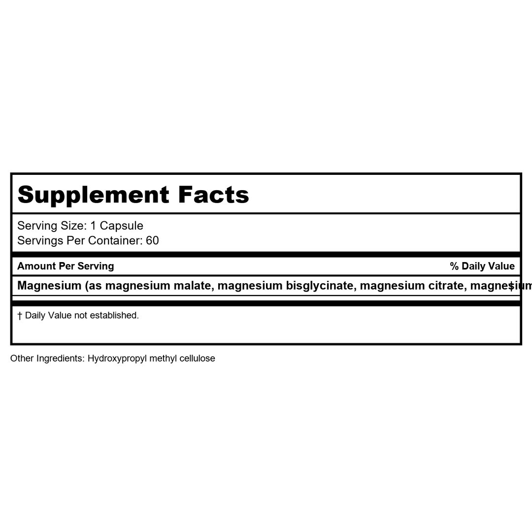 BioGena - 7-Salt Magnesium - 60 Capsules - Supplement Facts panel