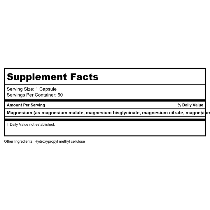 BioGena - 7-Salt Magnesium - 60 Capsules - Supplement Facts panel