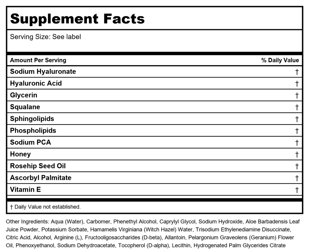 MyChelle Dermaceuticals - Ultra Hyaluronic Hydrating Serum - 1 fl. oz. - Supplement Facts panel