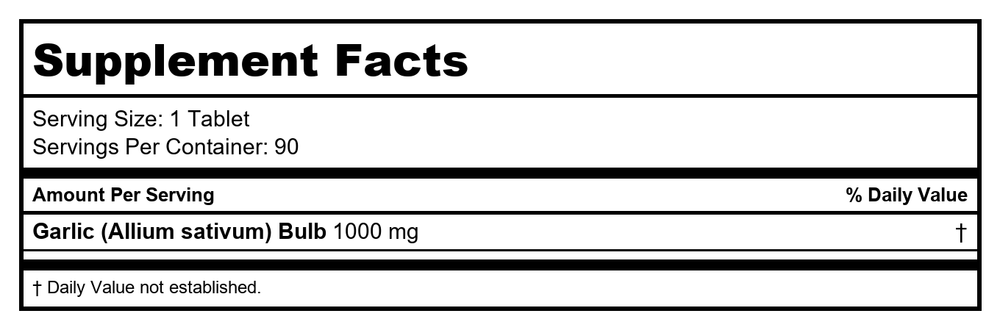 Natures Plus - Ultra Garlite Sustained Release 1000 mg. - 90 Tablets - Supplement Facts panel