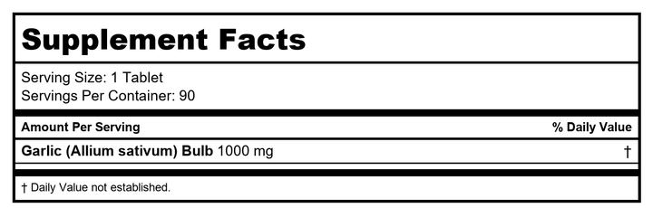Natures Plus - Ultra Garlite Sustained Release 1000 mg. - 90 Tablets - Supplement Facts panel