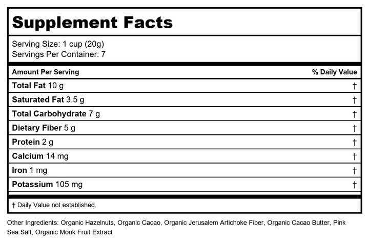 Evolved - Chocolate Keto Cups Hazelnut Butter - 7 Cup(s) - Supplement Facts panel