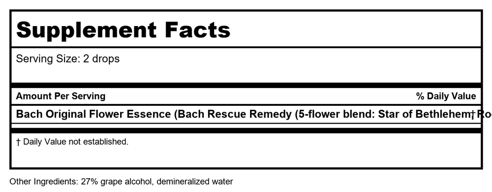 Bach Rescue Sleep Liquid Melts 28 Capsules - 2 Pack - Supplement Facts panel