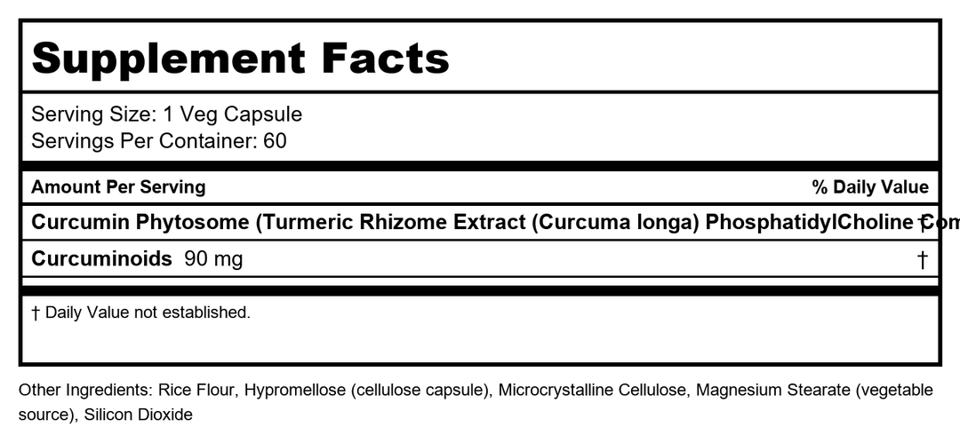 Now Foods Curcumin Phytosome 60 Vcaps - 4642 - 3 Pack - Supplement Facts panel