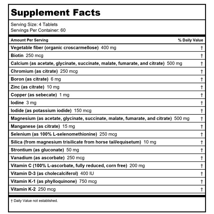 Perque - Bone Guard Forte - 240 Tabsule(s) - Supplement Facts panel