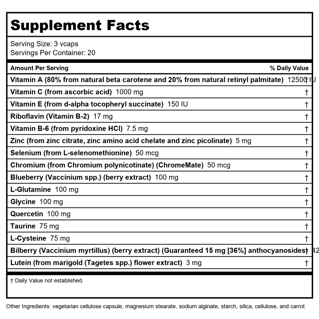 Pioneer - Comprehensive Eye Health - 60 Vegetarian Capsules - Supplement Facts panel