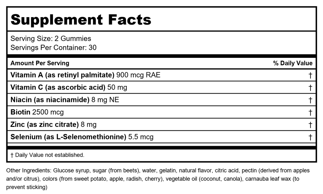 Vital Proteins - Beauty Gummies Strawberry - 60 Gummies - Supplement Facts panel