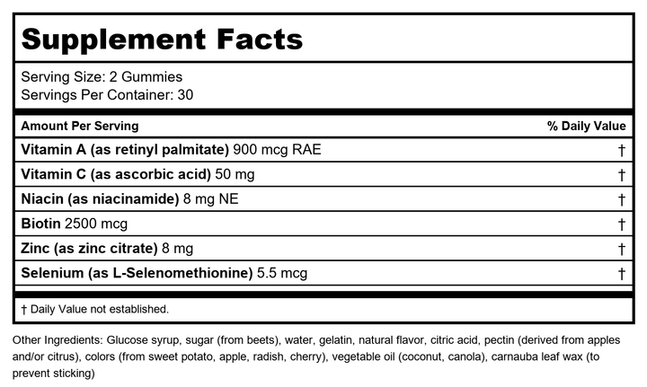 Vital Proteins - Beauty Gummies Strawberry - 60 Gummies - Supplement Facts panel