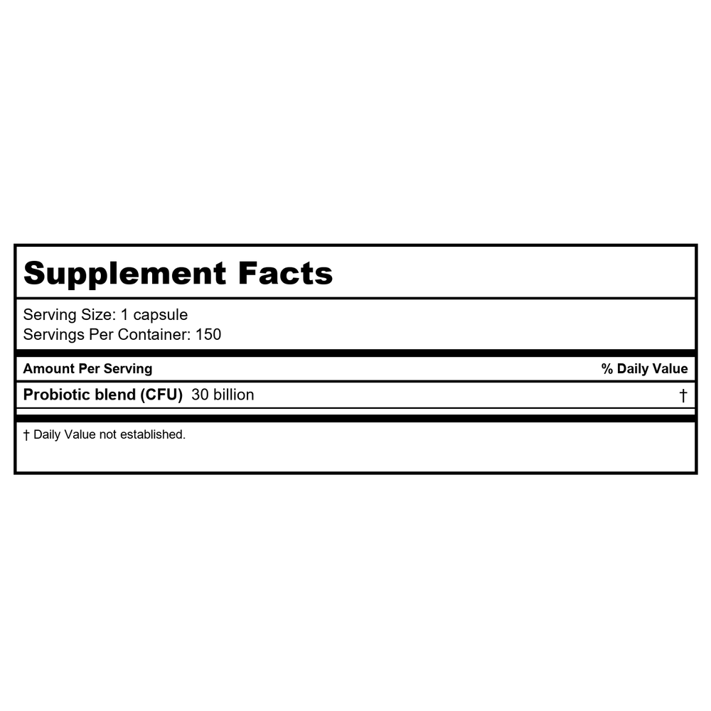 Healthy Origins - Probiotic 30 Billion CFU - 150 Vegetarian Capsules - Supplement Facts panel