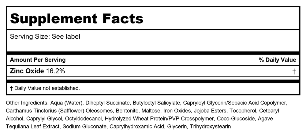 MyChelle Dermaceuticals - Sun Shield Liquid Tint Light/Medium 50 SPF - 1 fl. oz. - Supplement Facts panel