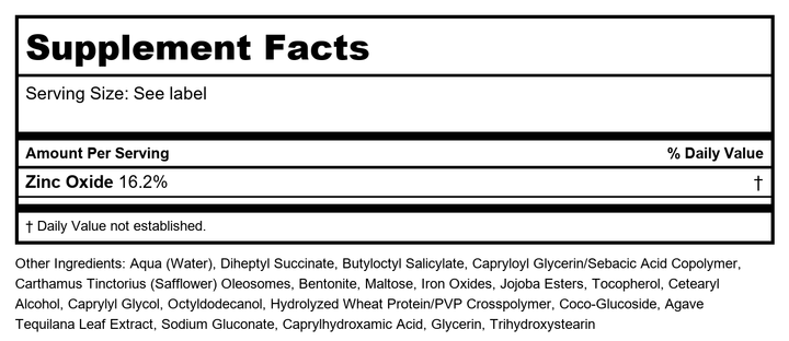 MyChelle Dermaceuticals - Sun Shield Liquid Tint Light/Medium 50 SPF - 1 fl. oz. - Supplement Facts panel
